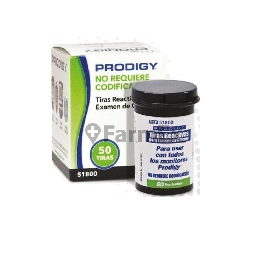 Prodigy x 50 Tiras Reactivas para Examen de Glucosa Farmex-VidaTres-Persistente